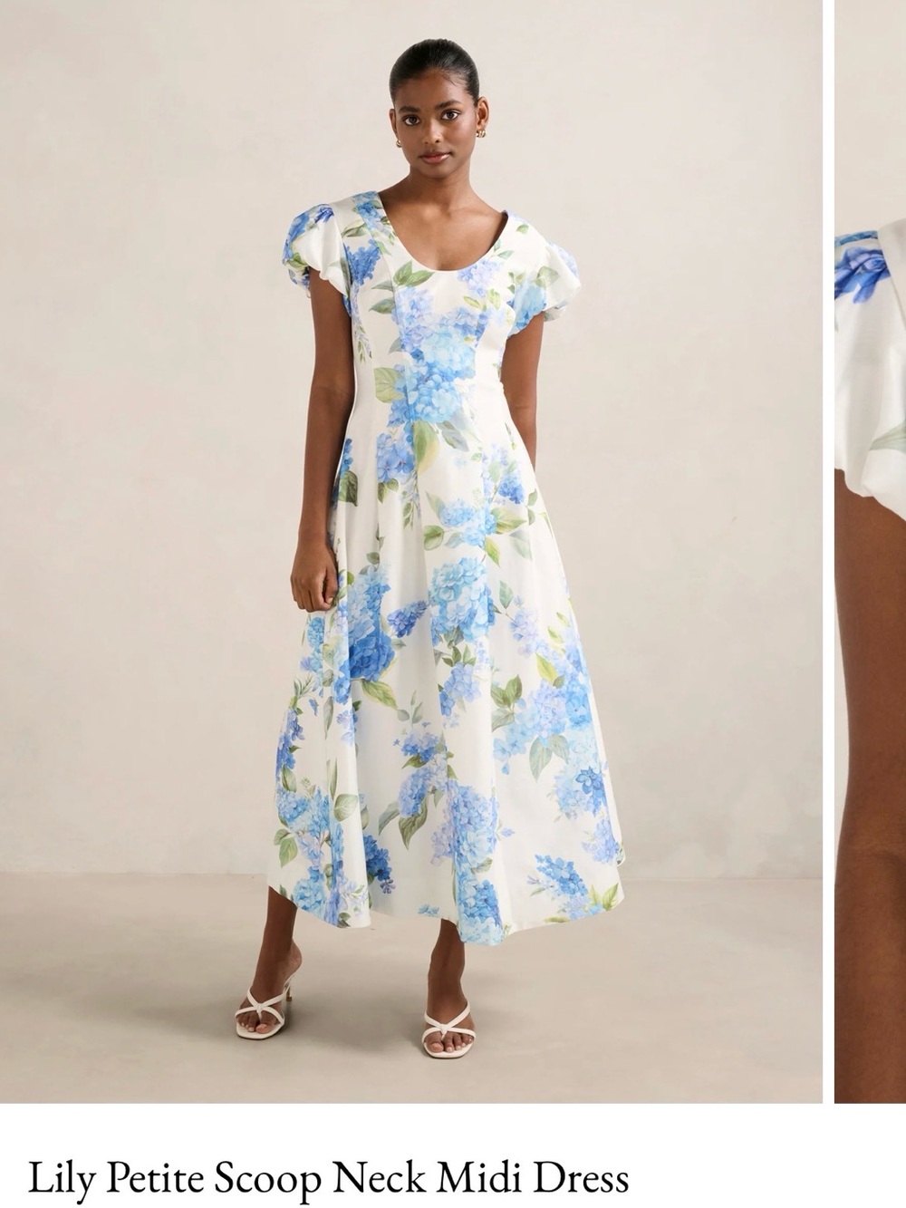 Forever New Lily Scoop Neck midi Dress Blue Floral Print